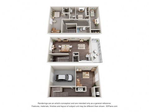 Floor plan for 3 beds, 2 baths, 1693 sqft